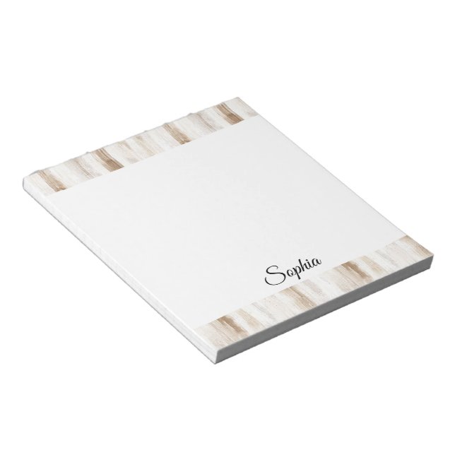 Chic Cream Brown Stripes Notepad (Angled)