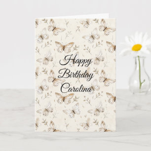 Chic Cream Butterflies Birthday Card
