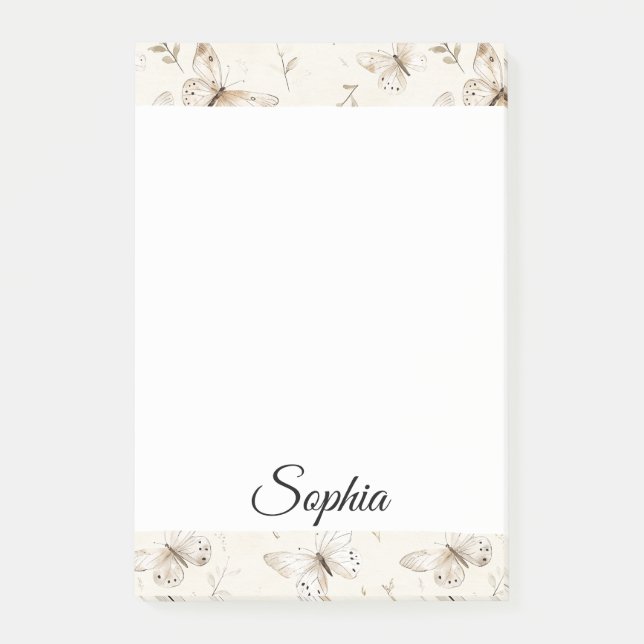 Chic Cream Butterflies   Post-it Notes (Front)