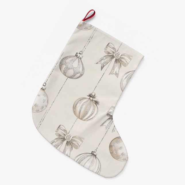 Chic Cream Christmas Ornaments  Large Christmas Stocking (Front (Hanging))