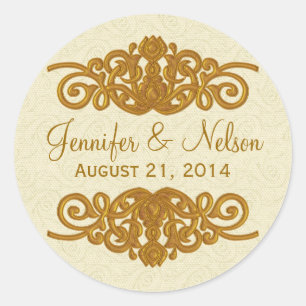 Chic Cream & Gold Tone Wedding Envelope Seal