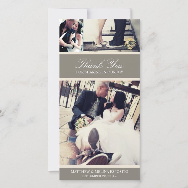 CHIC CREAM GRATITUDE | WEDDING THANK YOU CARD (Front)