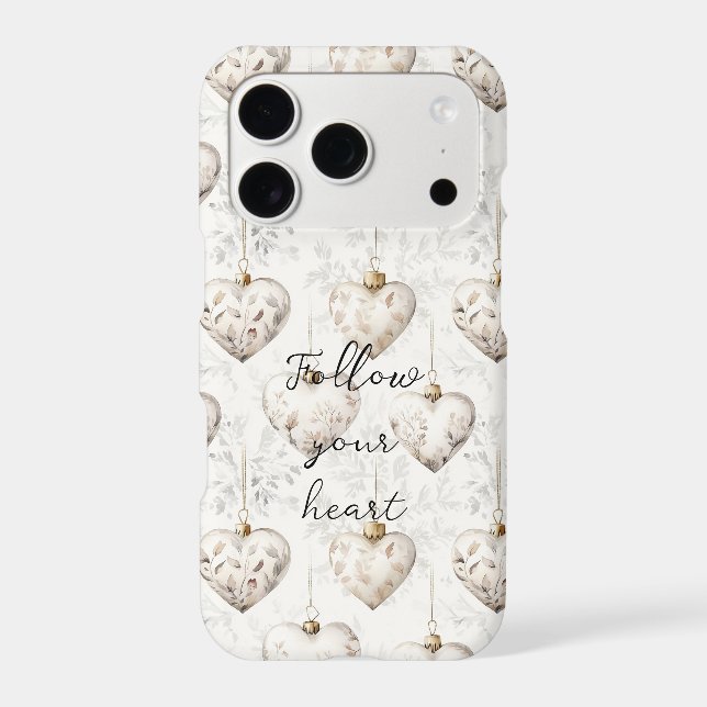 Chic Cream Grey Hearts Ornaments   (Back)