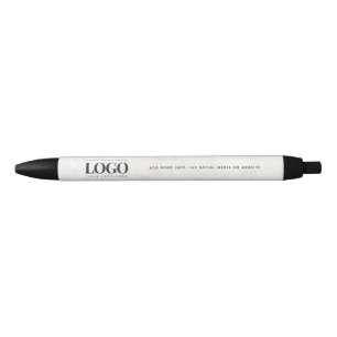 Chic Cream Marble Company Logo Business Custom Black Ink Pen