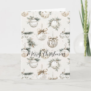 Chic Cream Ornaments Christmas Card