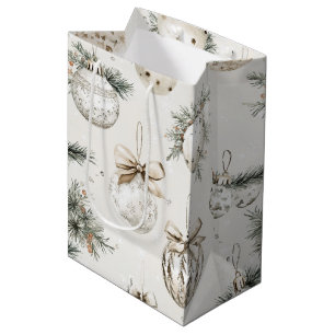 Chic Cream Ornaments Christmas Medium Gift Bag