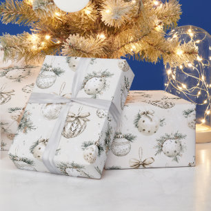 Chic Cream Ornaments Christmas Wrapping Paper