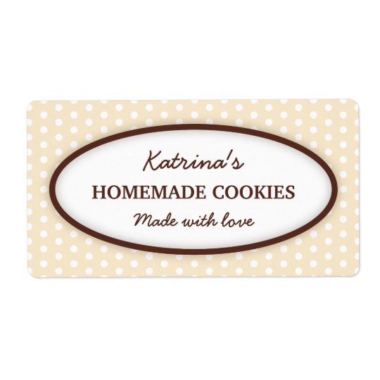 Chic cream polka dot dots pattern canning jar shipping label