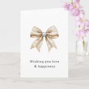 Chic Cream Silver Glam Bow Bridal Shower Card