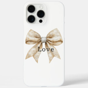 Chic Cream Silver Glam Bow Love iPhone 16 Pro Max Case