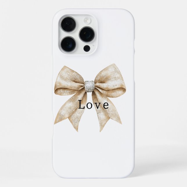 Chic Cream Silver Glam Bow Love iPhone Case (Back)
