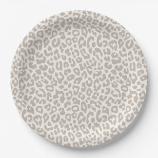Chic Cream Taupe Animal Print  Paper Plate