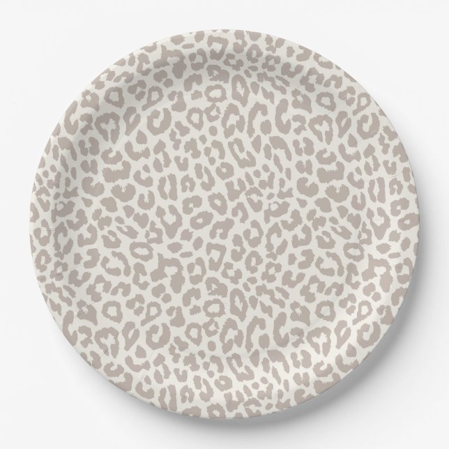 Chic Cream Taupe Animal Print  Paper Plate (Front)