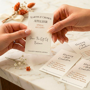 Chic Cream Terracotta Bridal Hair Referral Business Card