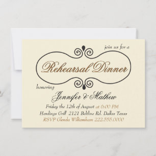 Chic Cream Wedding Rehearsal Dinner Invitation