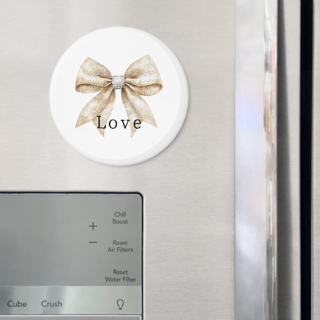 Chic Cream White Silver Glam Bow Love Magnet (In Situ (Fridge))