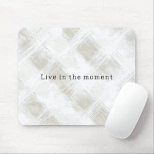 Chic Cream White Stripes Mouse Mat