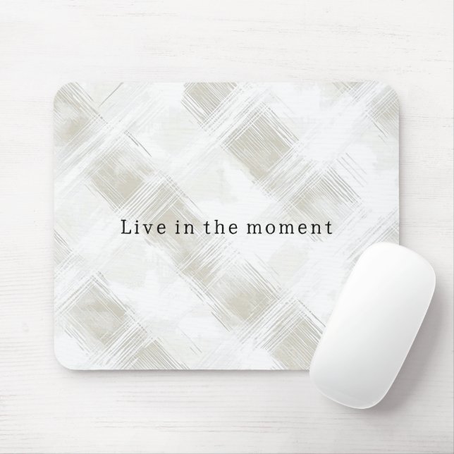 Chic Cream White Stripes Mouse Mat (With Mouse)