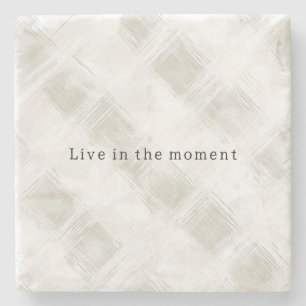 Chic Cream White Stripes Stone Coaster