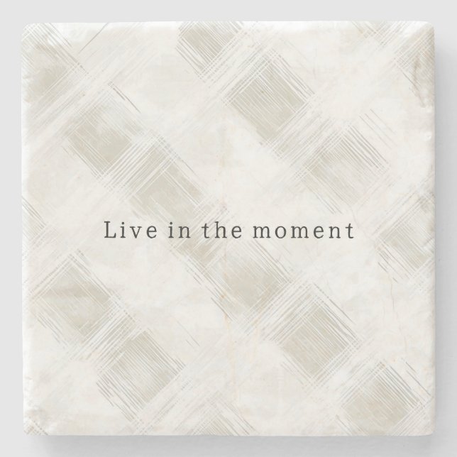 Chic Cream White Stripes Stone Coaster (Front)