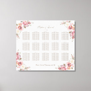 Chic Crest Peach Peonies Pink Seating Chart Canvas Print