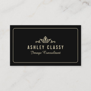 Chic Crown Logo Custom Dark Colour Elegant Business Card