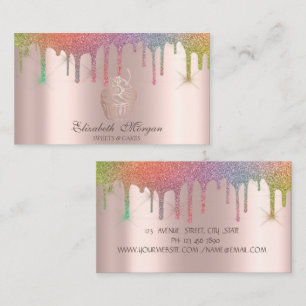 Chic Cupcake Rainbow Drips Bakery  Business Card