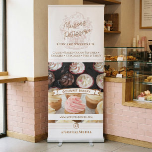 Chic Cupcake Shop Bakery Business Photo Collage Retractable Banner