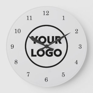 Chic Custom Business Logo on Grey Large Clock