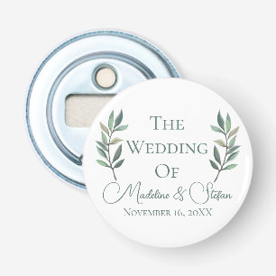 Chic Custom Eucalyptus Leaves Botanical Wedding Bottle Opener