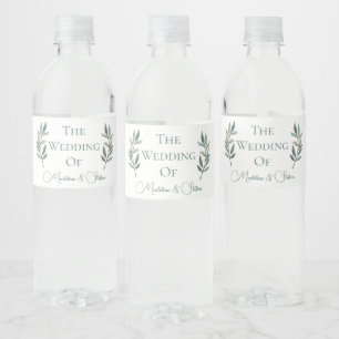 Chic Custom Eucalyptus Leaves Botanical Wedding Water Bottle Label