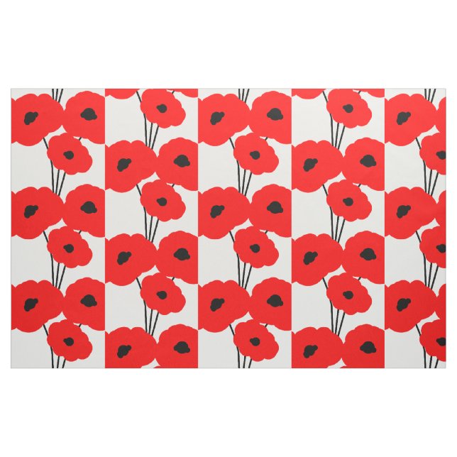 CHIC CUSTOM FABRIC_MOD 01 RED & BLACK POPPIES FABRIC (Yard)