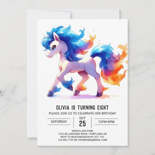 Chic Custom Horse Birthday Invitation (Front)