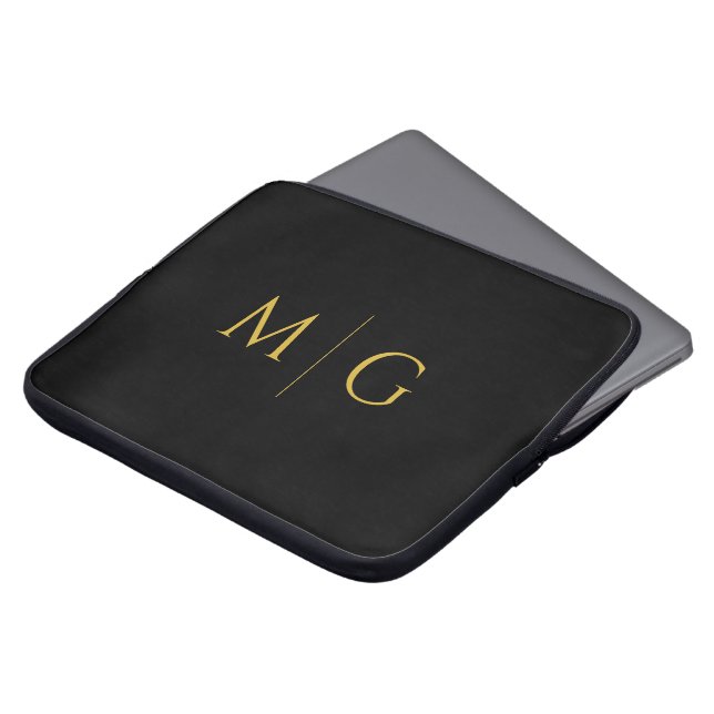 Chic Custom Initials Modern Laptop Sleeve (Front Top)