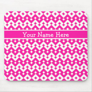 Chic Custom Mousepad, Candy Pink Geometric Mouse Mat
