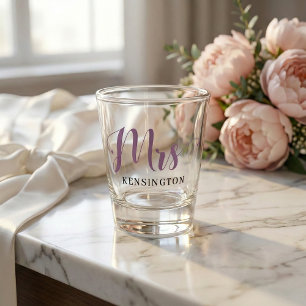 Chic Custom Mrs Newlywed Typography Shot Glass