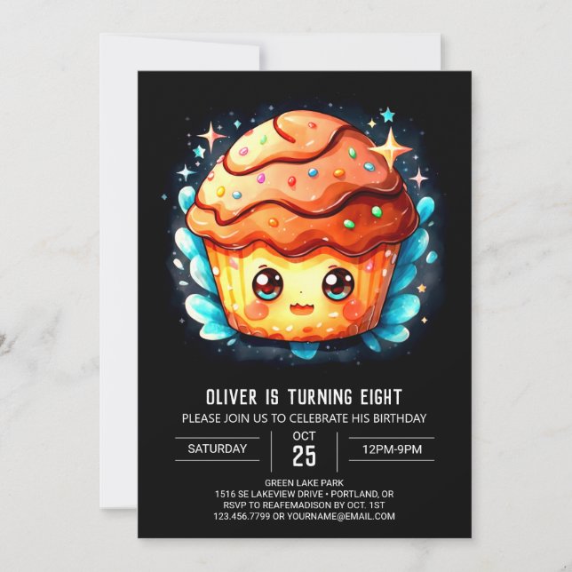 Chic Custom Muffin Birthday Invitation (Front)