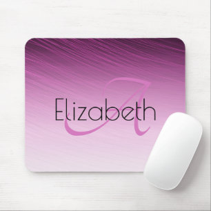 Chic Custom Name Monogram Purple Ombre Streaks Mouse Mat