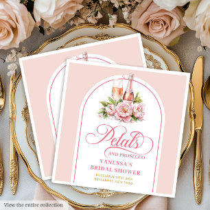 Chic Custom Name Petals and Prosecco Napkins
