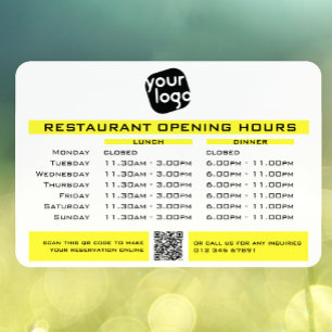  Chic Custom Opening Lunch Dinner Hours Restaurant Window Cling