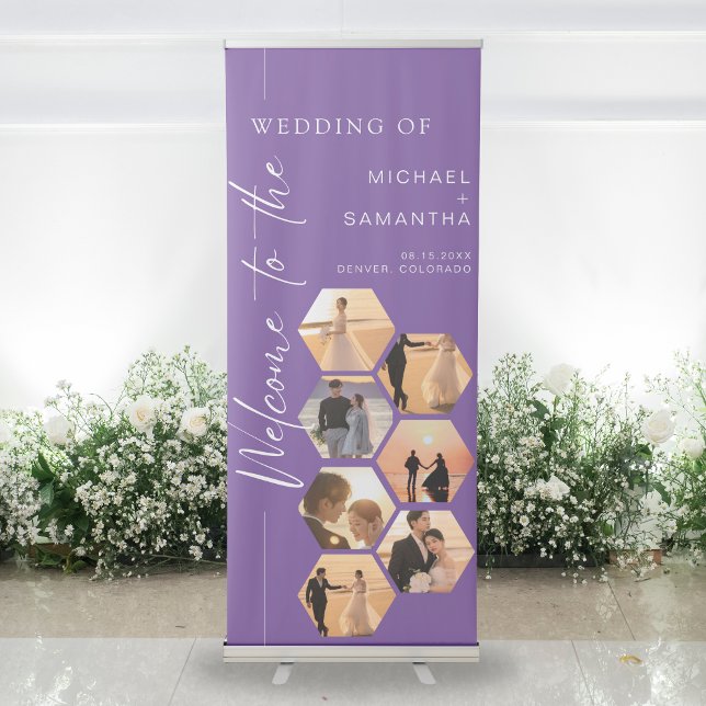 Chic Custom Photo Wedding Welcome Modern Retractable Banner (Creator Uploaded)