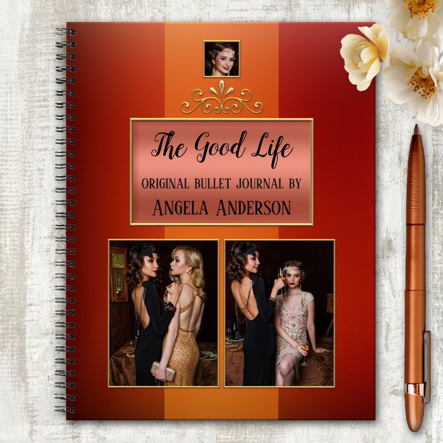 Chic Custom Photos Gatsby Inspired Bullet Notebook (Glam artistic notebook inspired by high society life in the roaring thirties of the last century)