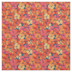 Chic Custom Red Field Poppies on Deep Blue Fabric