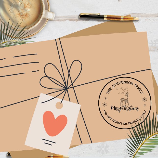 Chic Custom Reindeer Holiday Greeting Stamp  (Chic Custom Reindeer Holiday Greeting Stamp )