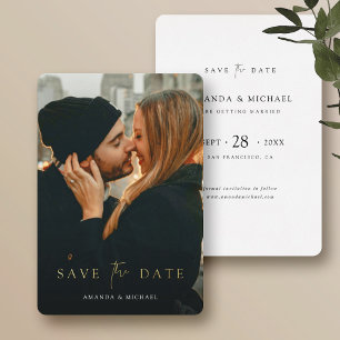 Chic Custom Save the Date with Photo Gold