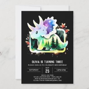 Chic Custom Triceratops Birthday Invitation