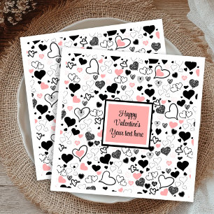 Chic Custom Valentine’s Day Heart Sketch Tableware Napkin
