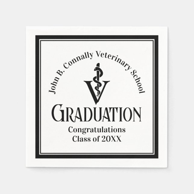 Chic Custom Veterinary School Graduation Party Napkin (Front)
