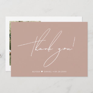 Chic Custom Wedding photo Blush Pink  Thank You Card