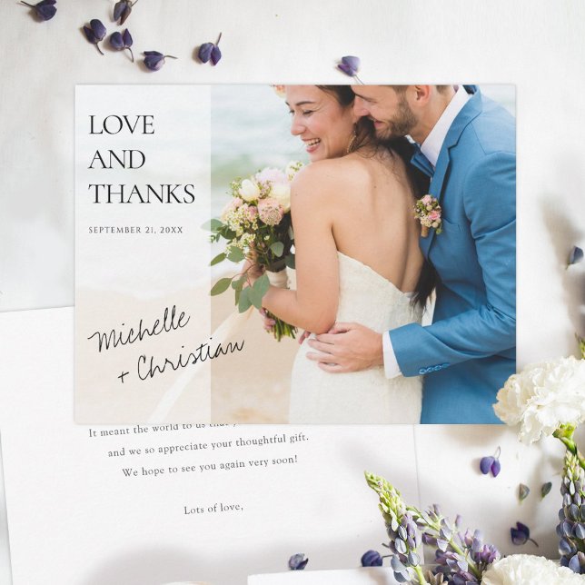 Chic Custom Wedding Thank You Card with Photo (Creator Uploaded)